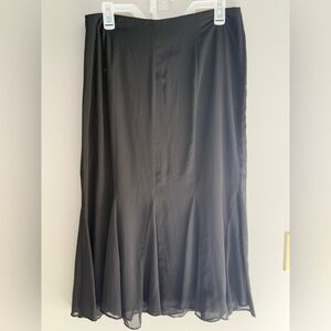 MSK Womens Black Chiffon Maxi Ruffled Lined Y2K Elastic Skirt Goth Dark Romantic